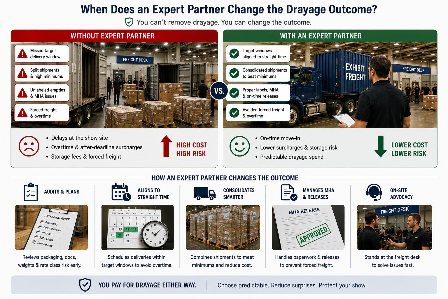 drayage management by experienced exhibit partner on show floor